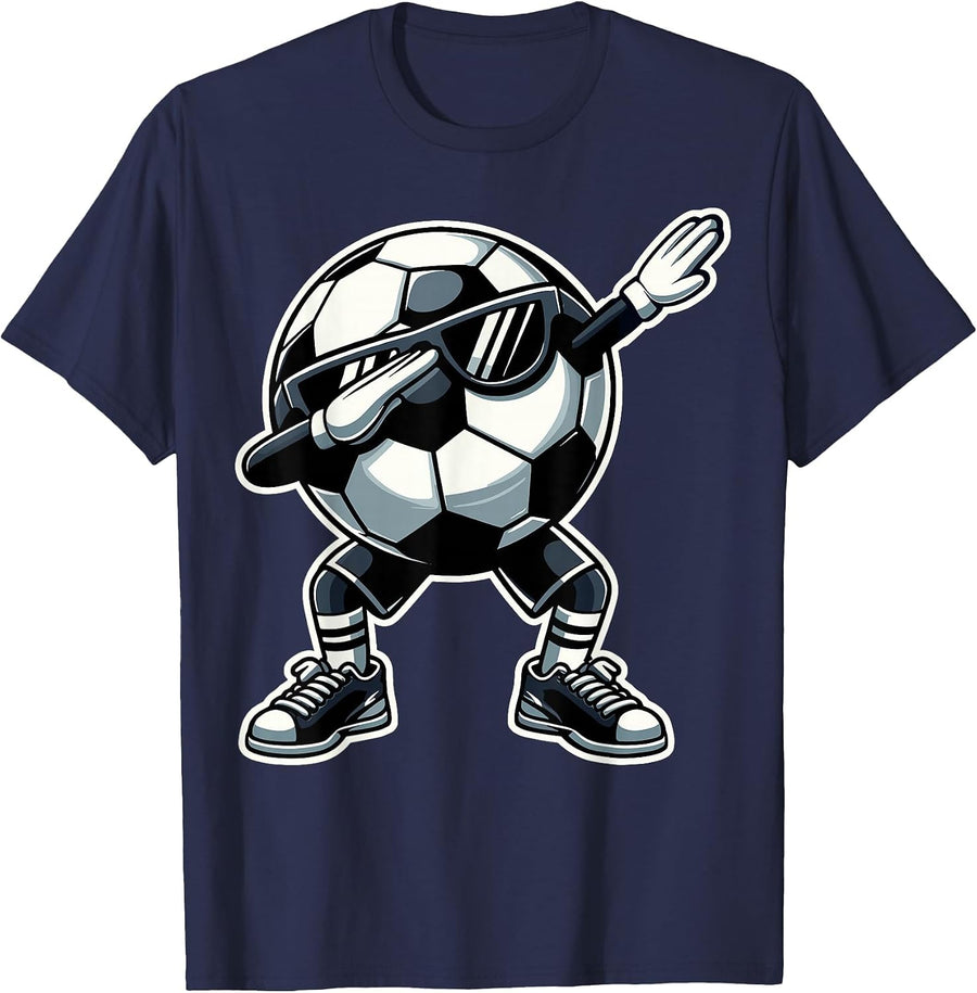 Soccer Ball Dabbing Funny Player Soccer T-Shirt - Navy Blue
