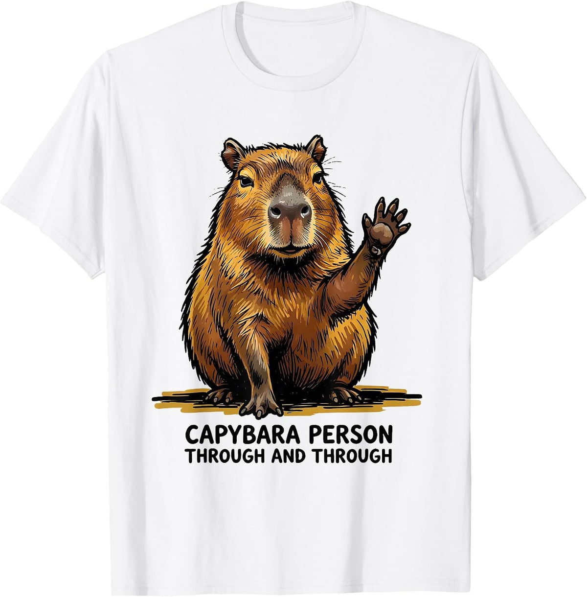 Men's Capybara Person, Through And Through Funny Animal Meme Humor T-Shirt - White