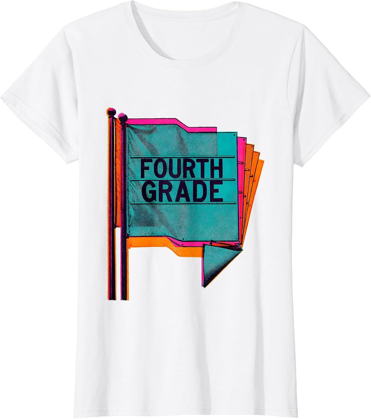 Fourth Grade Cute Preppy Girls Back To School Risograph T-Shirt - White