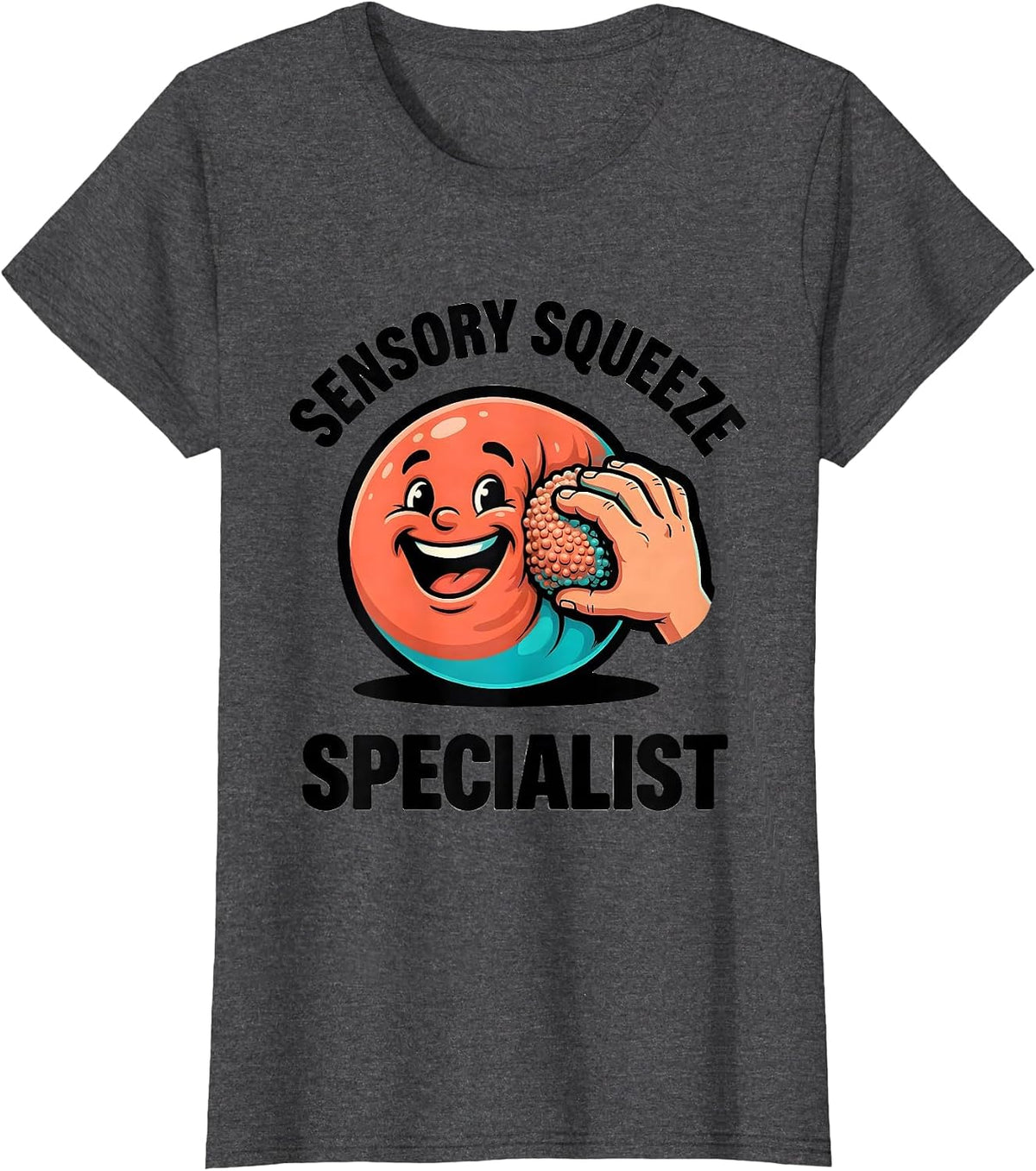Women's Sensory Squeeze Specialist Cartoon Occupational Therapy OT T-Shirt - Dark Heather Grey