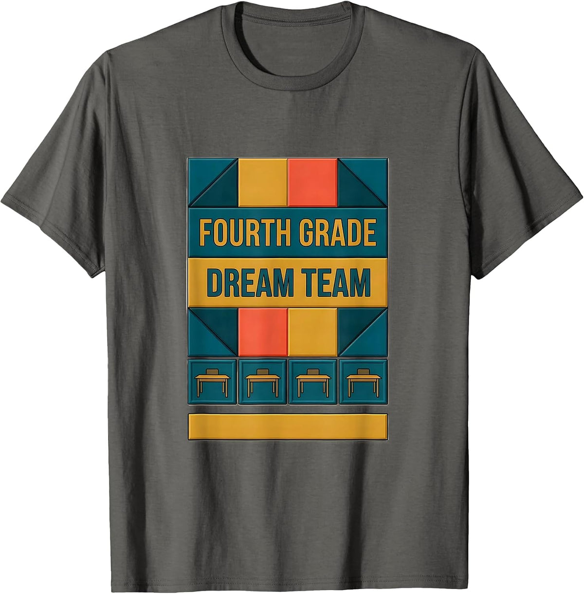 Men's Fourth Grade Dream Team Teacher Team Back to School T-Shirt - Asphalt Grey