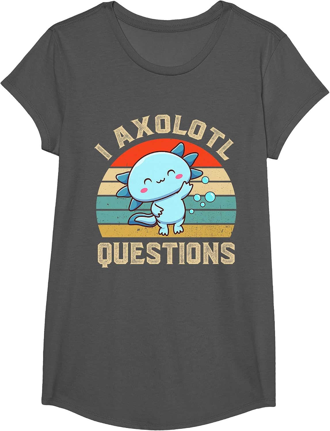 I Axolotl Questions Cute Axolotl Kids T-Shirt - Girls Asphalt Grey