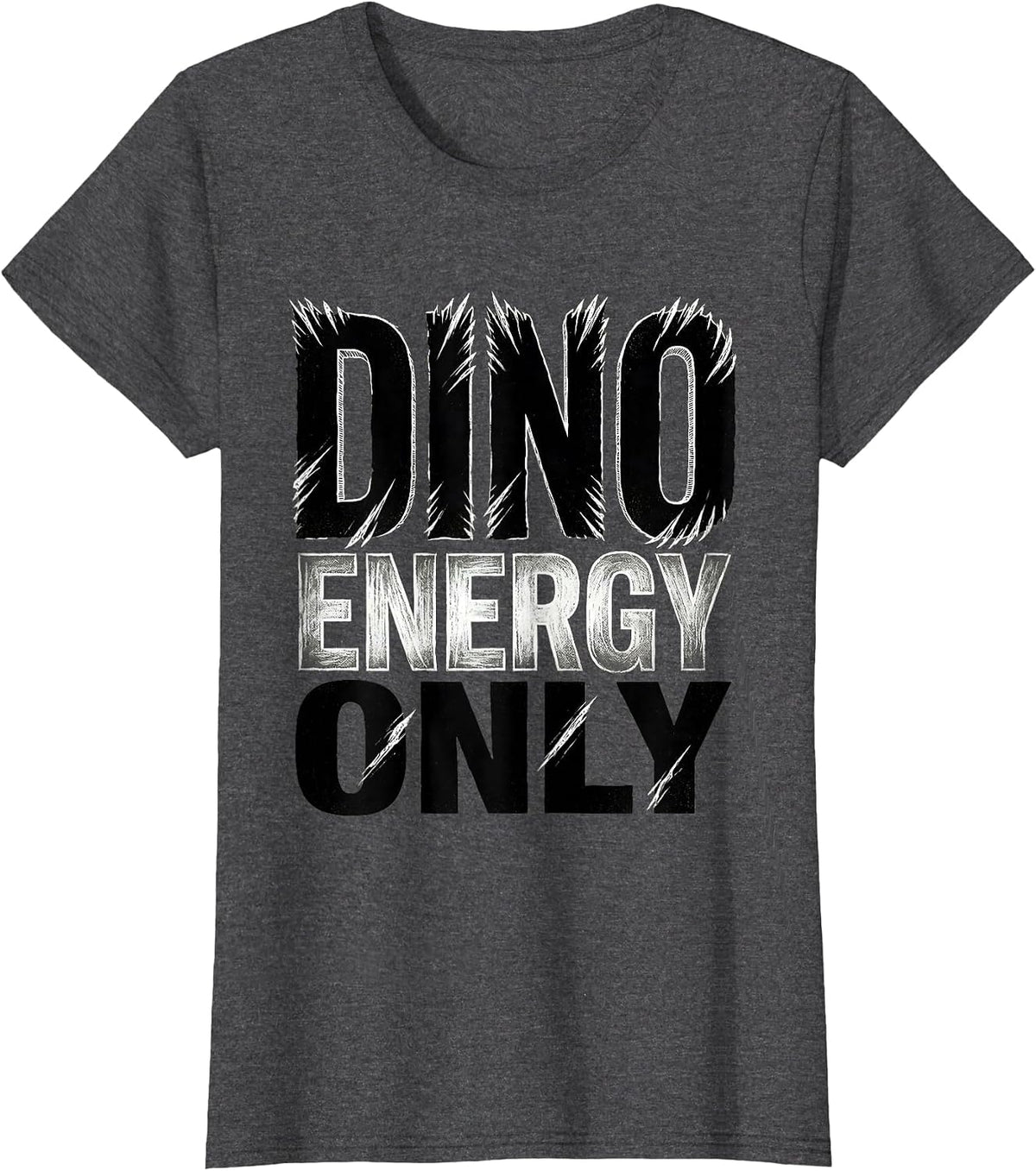 Women's Dino Energy Only Dinosaur Graphic Design T-Shirt - Dark Heather Grey