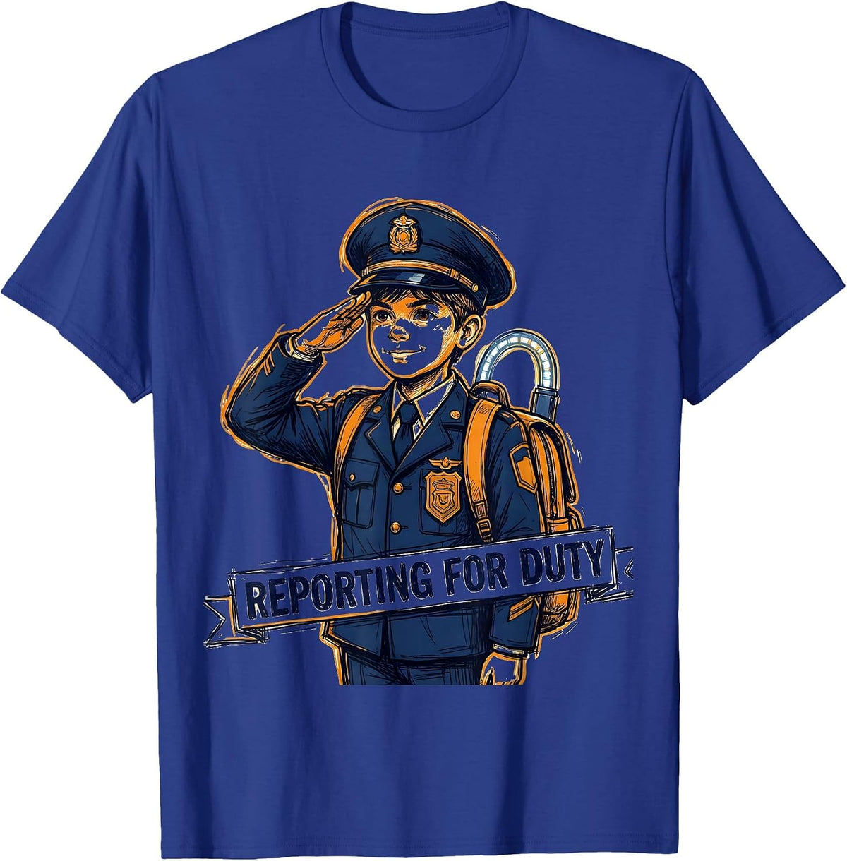 Reporting For Duty Future Police Officer Kids Birthday T-Shirt - Royal Blue