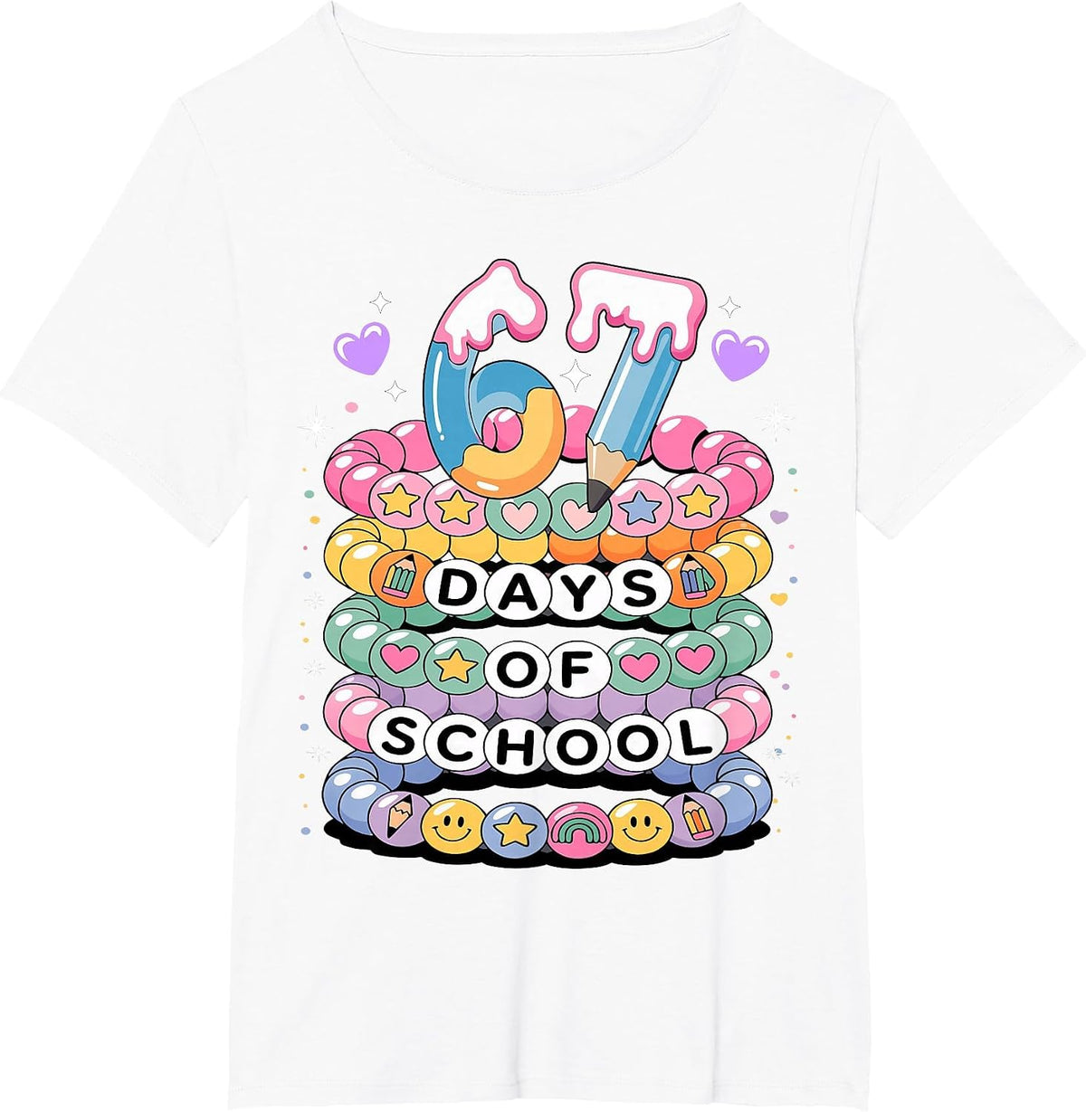 67 Days of School Meme Friendship Bracelets 100 Days Smarter T-Shirt - White