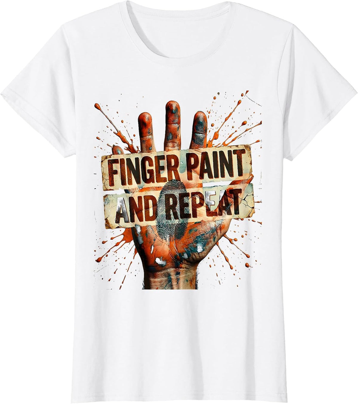 Finger Paint And Repeat Preschool Teacher Design T-Shirt - White