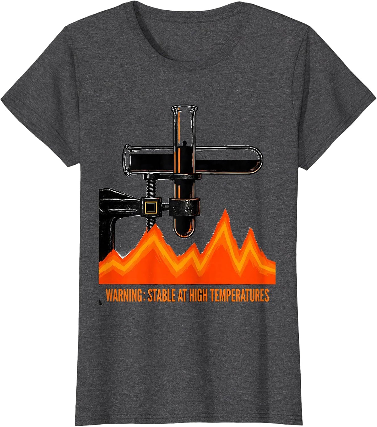 Women's Warning: Stable At High Temperatures Funny Science Teacher T-Shirt - Dark Heather Grey