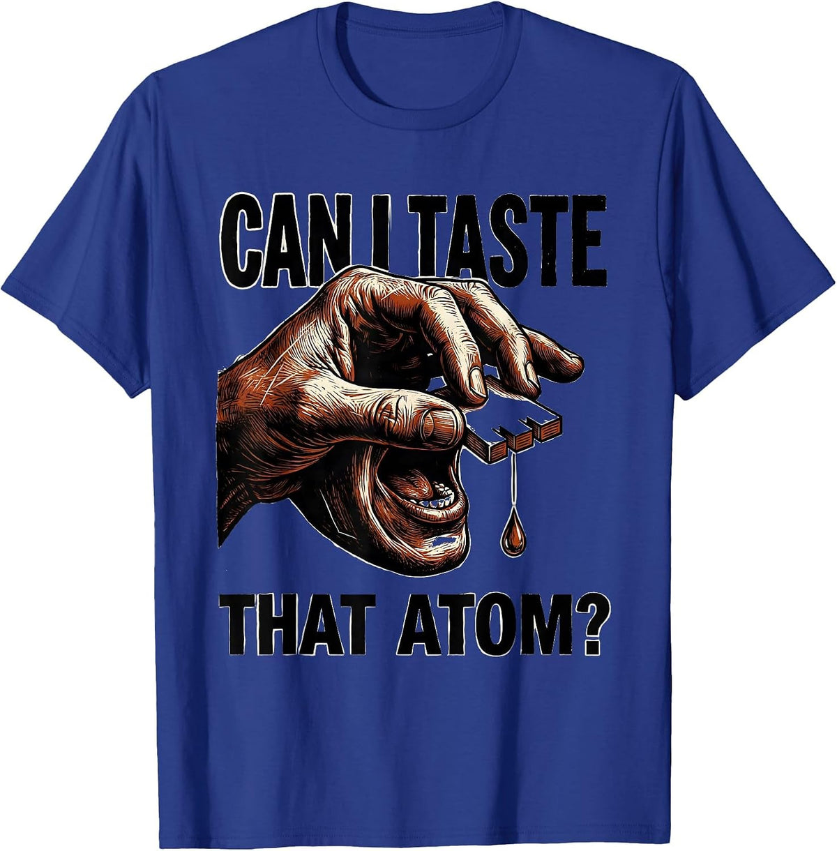 Men's Can I Taste That Atom Funny Periodic Table Science Teacher T-Shirt - Royal Blue