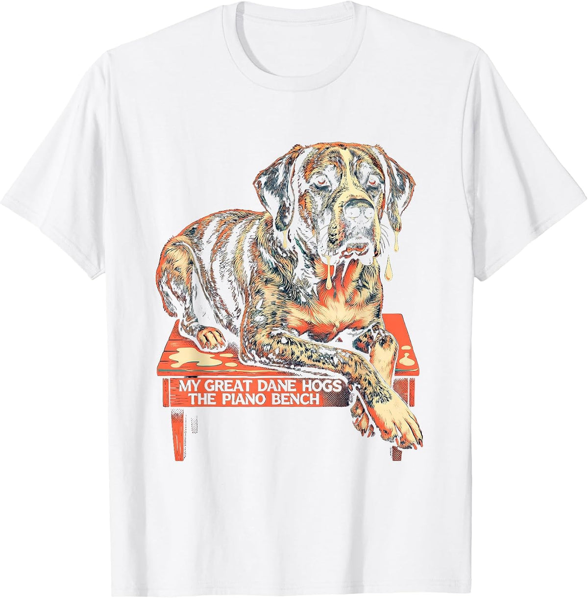 Men's My Great Dane Hogs The Piano Bench Funny Dog Owner Breed T-Shirt - White