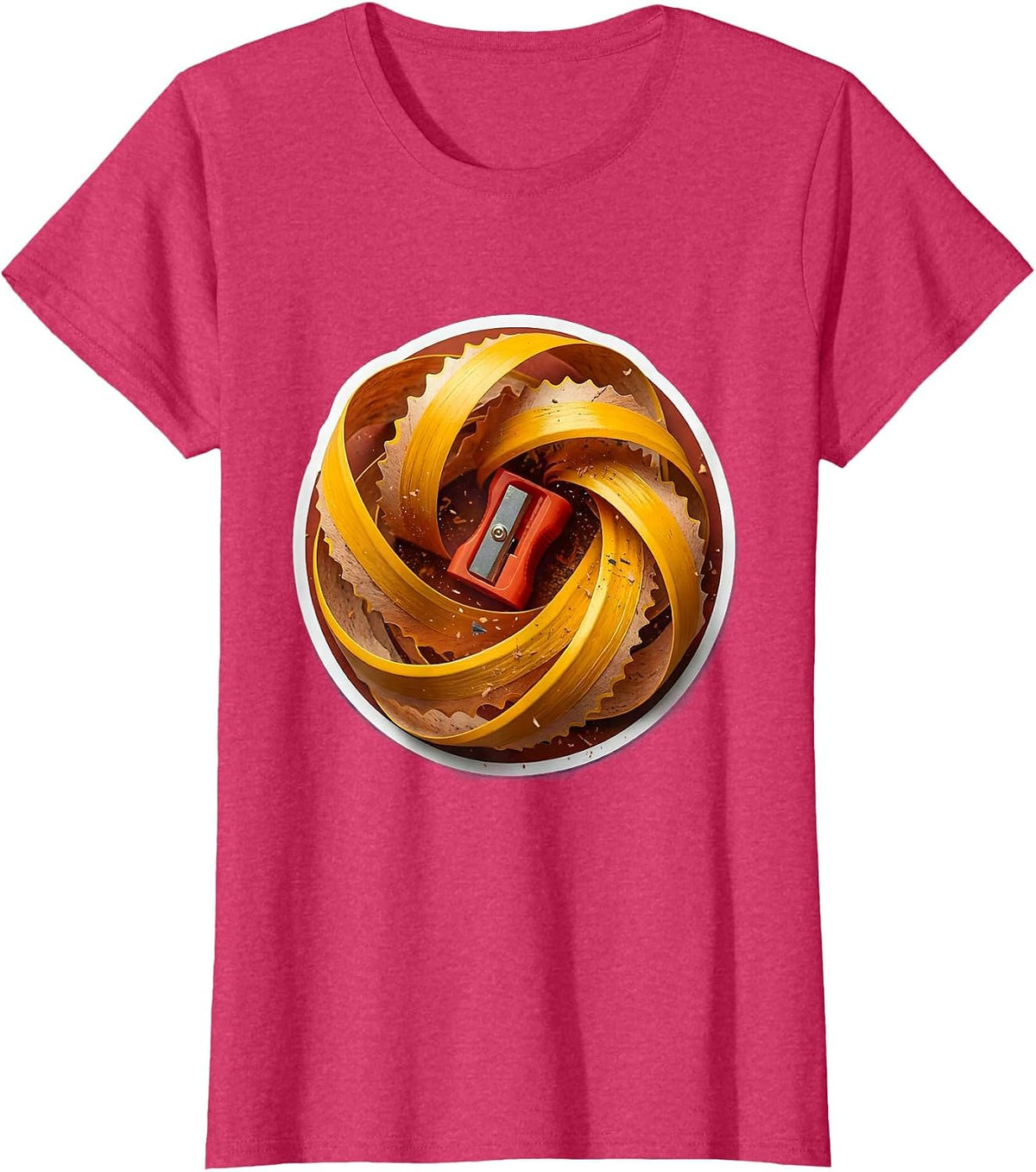 Women's Pencil Sharpener Curling Shaving English Teacher T-Shirt - Red Heather