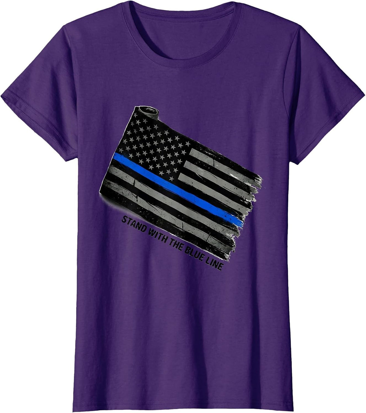 Women's Stand With The Blue Line Thin Blue Line Police Support T-Shirt - Purple