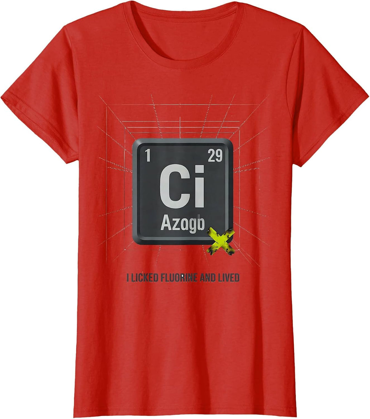 I Licked Fluorine And Lived Funny Periodic Table Science T-Shirt - Red