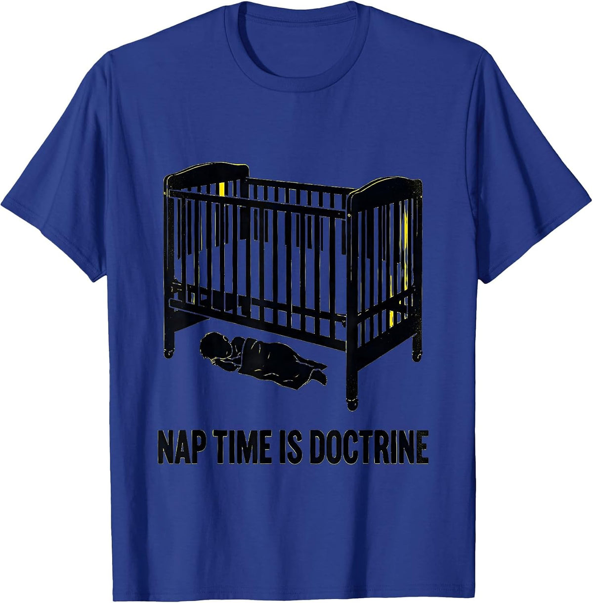 Men's Nap Time Is Doctrine Stencil Graphic Childcare Teacher T-Shirt - Royal Blue