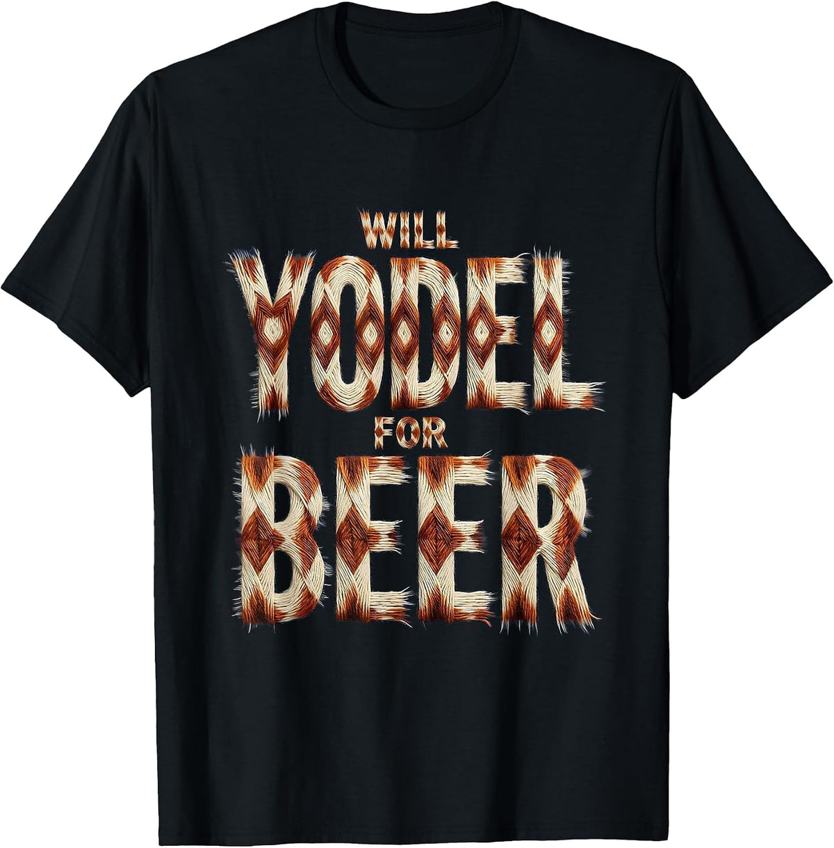 Men's Will Yodel For Beer Funny Oktoberfest Design T-Shirt - Black