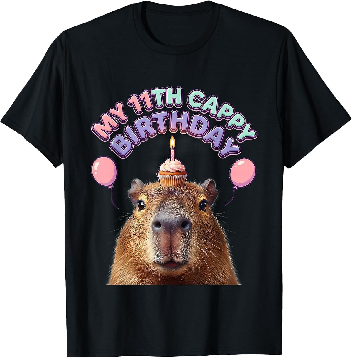 Men's My 11th Cappy Birthday Cute Kawaii Capybara Birthday Gift T-Shirt - Black
