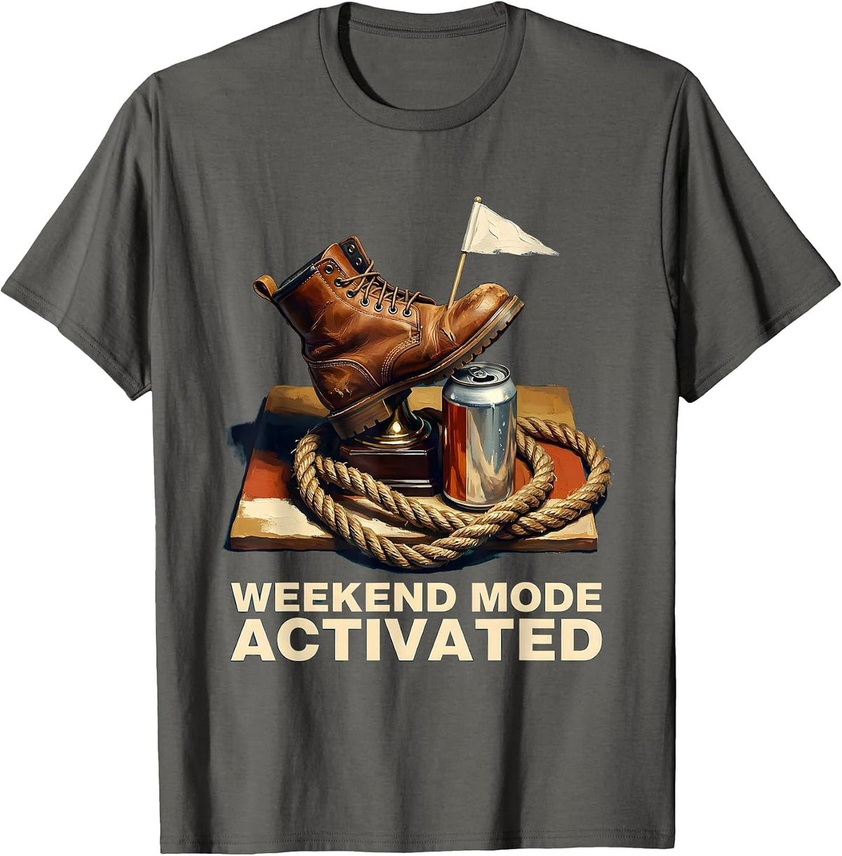 Weekend Mode Activated Labor Day Graphic T-Shirt, Men, Asphalt Grey, Small - As Pictured