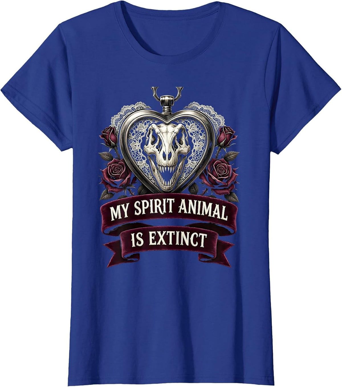 Women's My Spirit Animal Is Extinct Dinosaur Design T-Shirt - Royal Blue