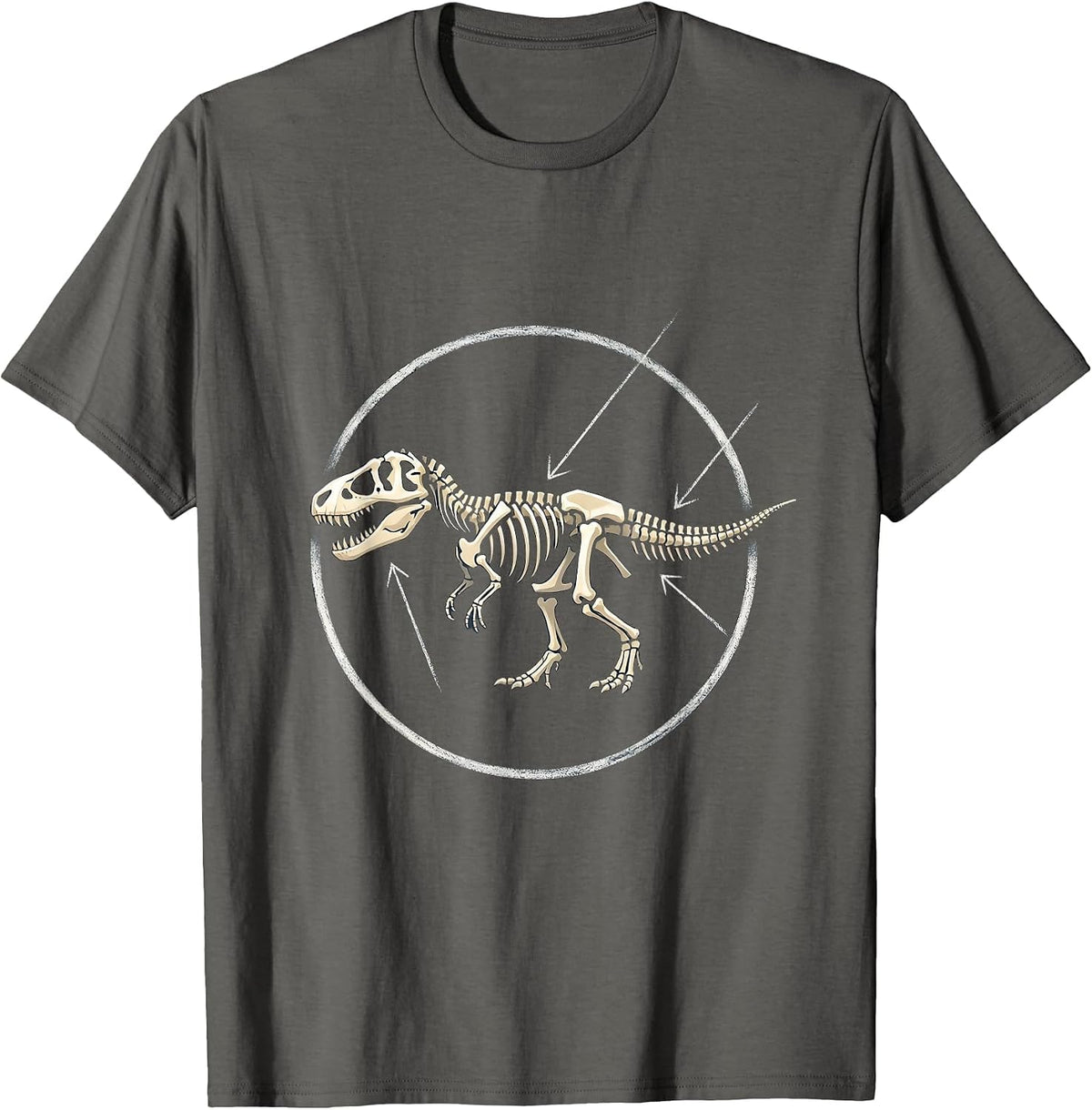 Dinosaur Skeleton Scientific Diagram Illustration T-Shirt - Asphalt Grey
