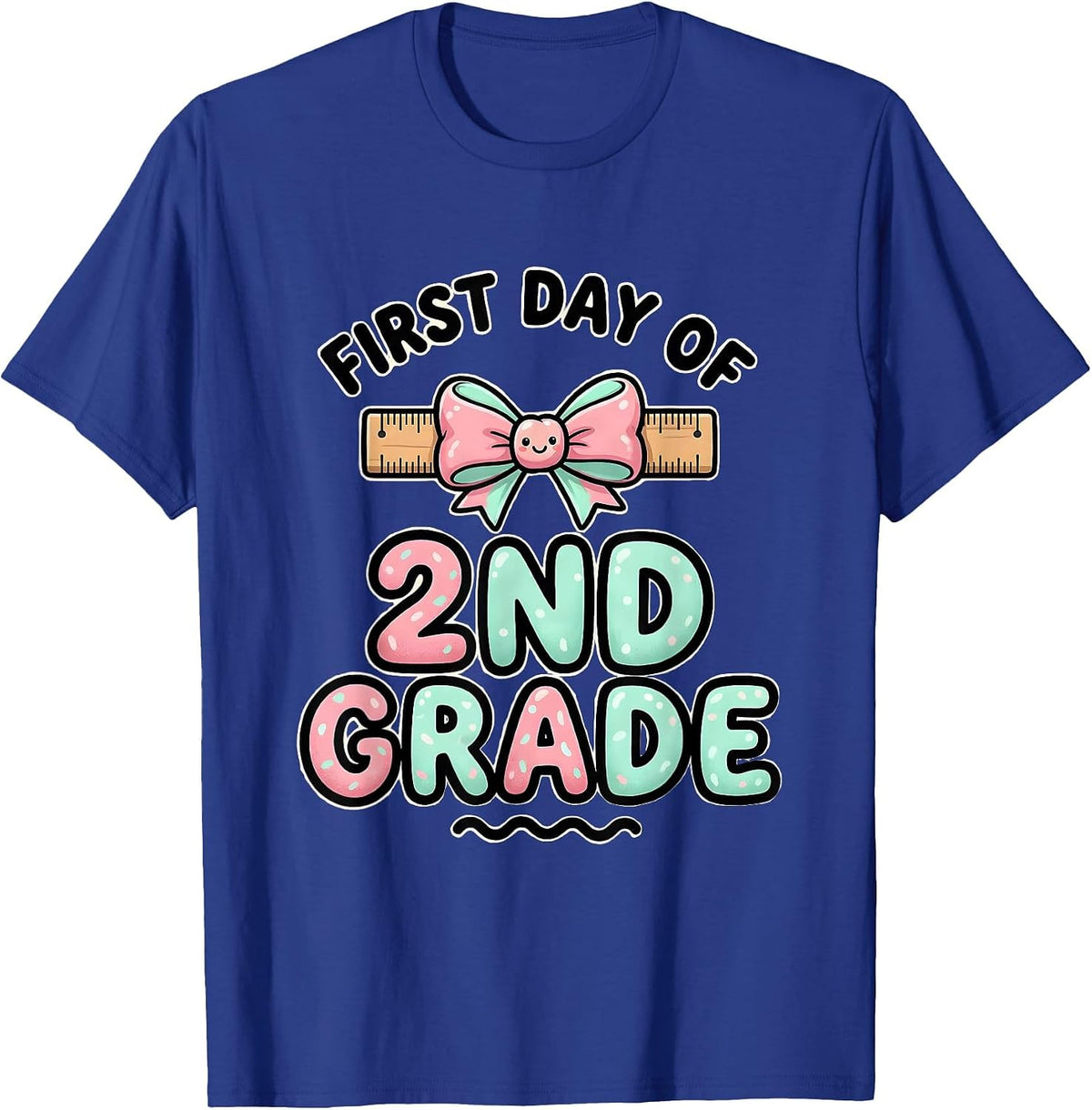 First Day Of 2nd Grade Cute Kawaii Bow Back To School T-Shirt - Royal Blue