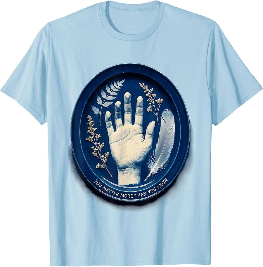 Men's You Matter More Than You Know Awareness Design T-Shirt - Baby Blue