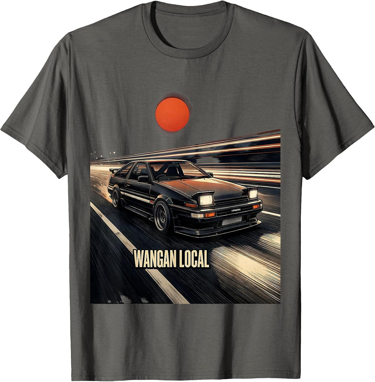 Wangan Local Vintage JDM Drift Car Tuner Retro Streetwear T-Shirt - Asphalt Grey
