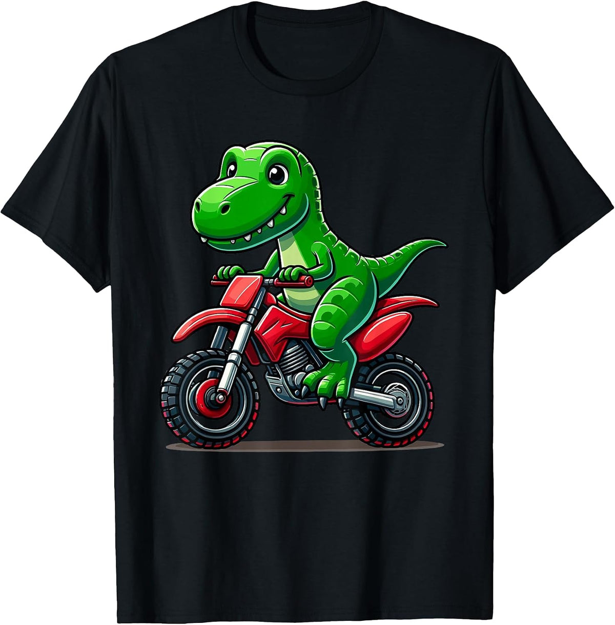 Dirt Bike & Motocross for Boys | Motorcycle Riding, Dinosaur T-Shirt - Black