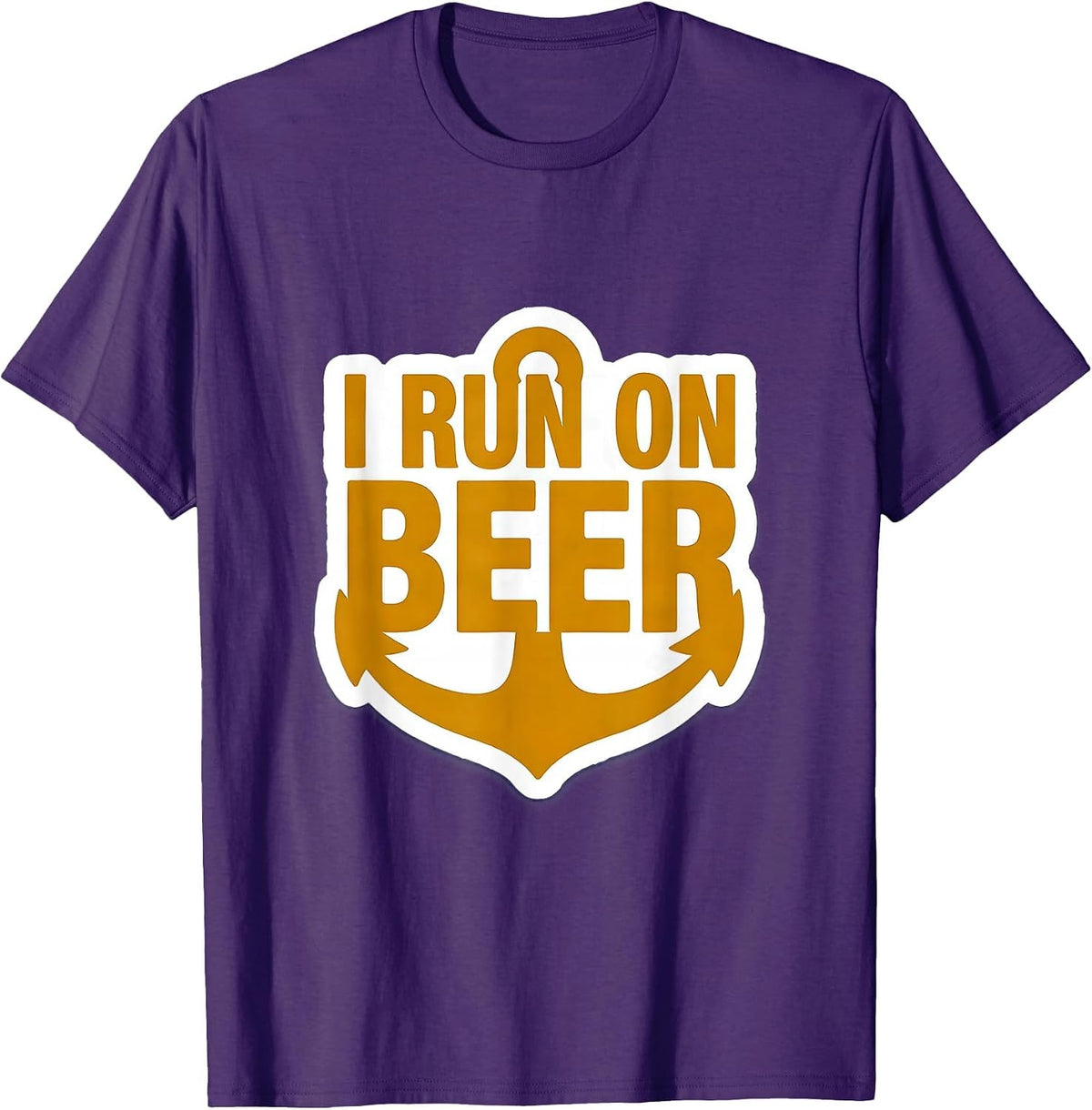 I Run on Beer Funny Drinking Humor Design T-Shirt - Purple