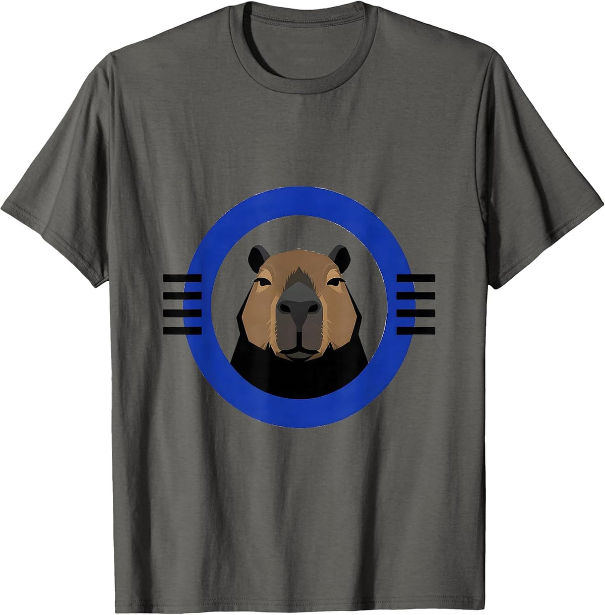 Capybara Badge Funny Animal Humor Meme T-Shirt - Asphalt Grey