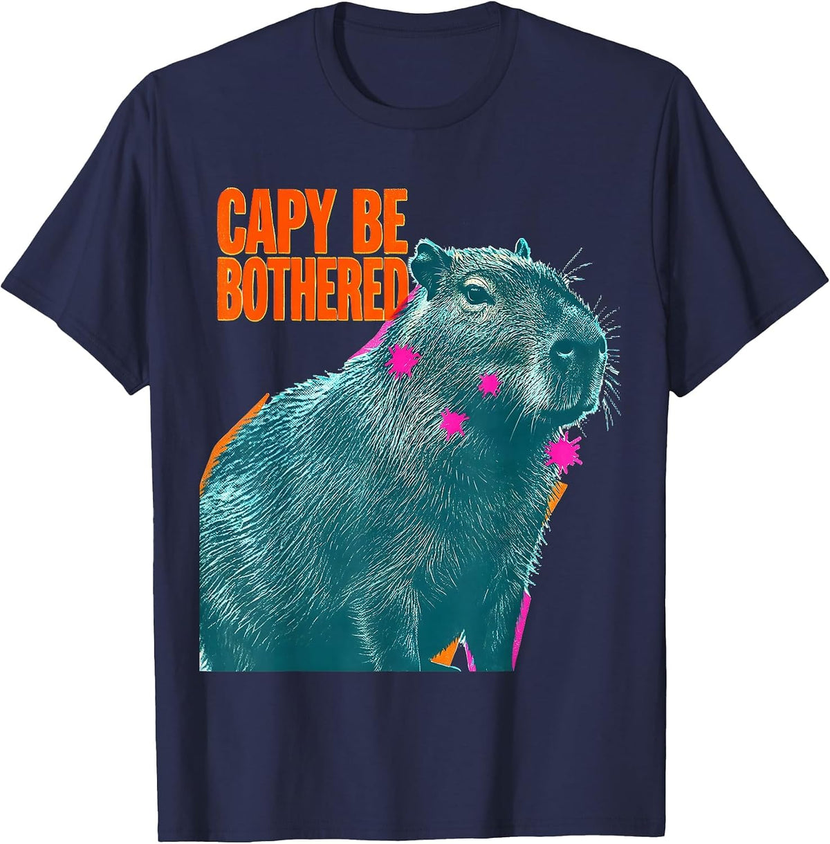 Men's Capy Be Bothered Funny Capybara Animal Humor Meme T-Shirt - Navy Blue