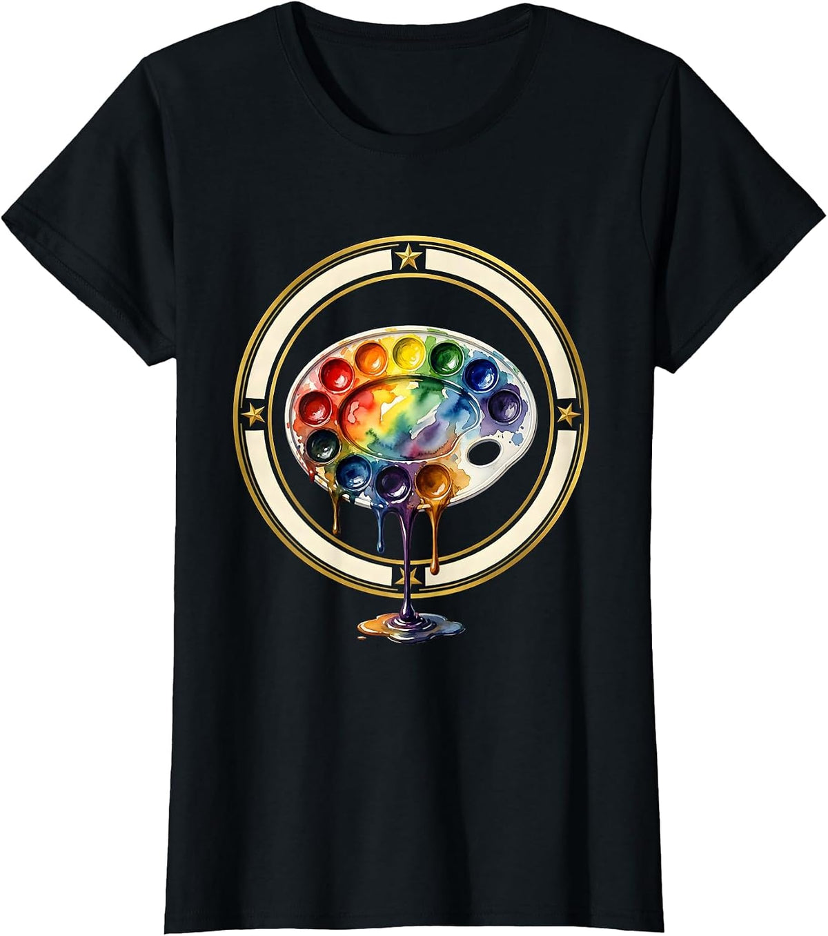 First Grade Watercolor Rainbow Art Design T-Shirt - Black