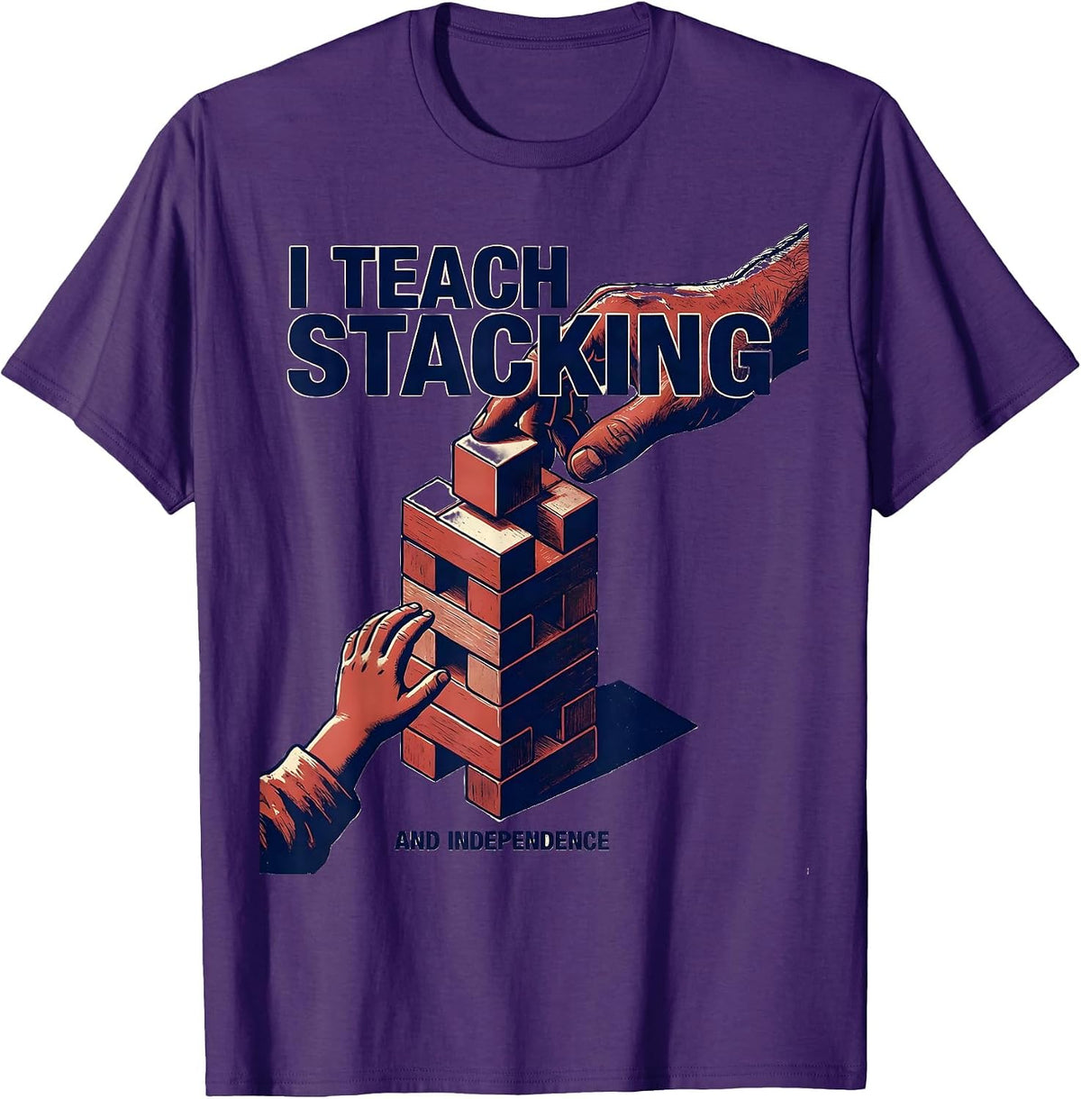 I Teach Stacking And Independence Retro Occupational Therapy T-Shirt - Purple