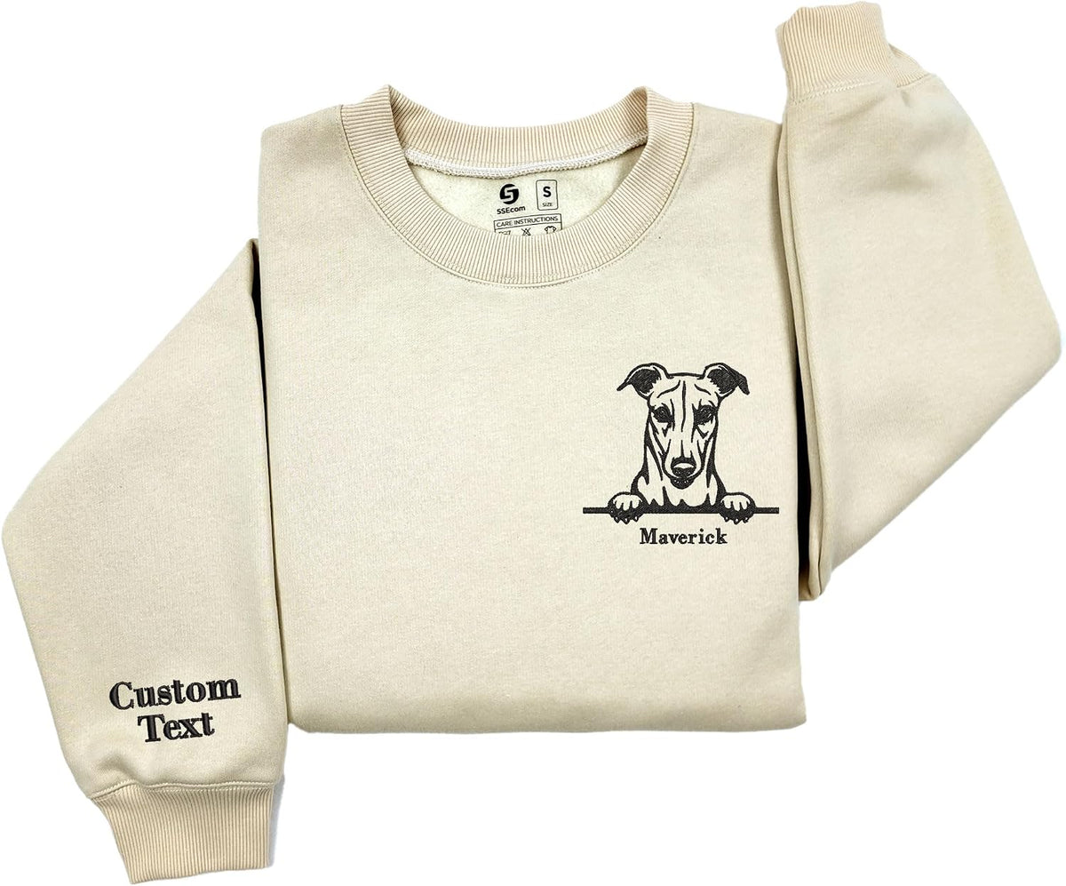 Custom Embroidered Labrador Retriever Dog With Name Sweatshirt, Dog Lover Gifts for men women - Greyhound Style 1