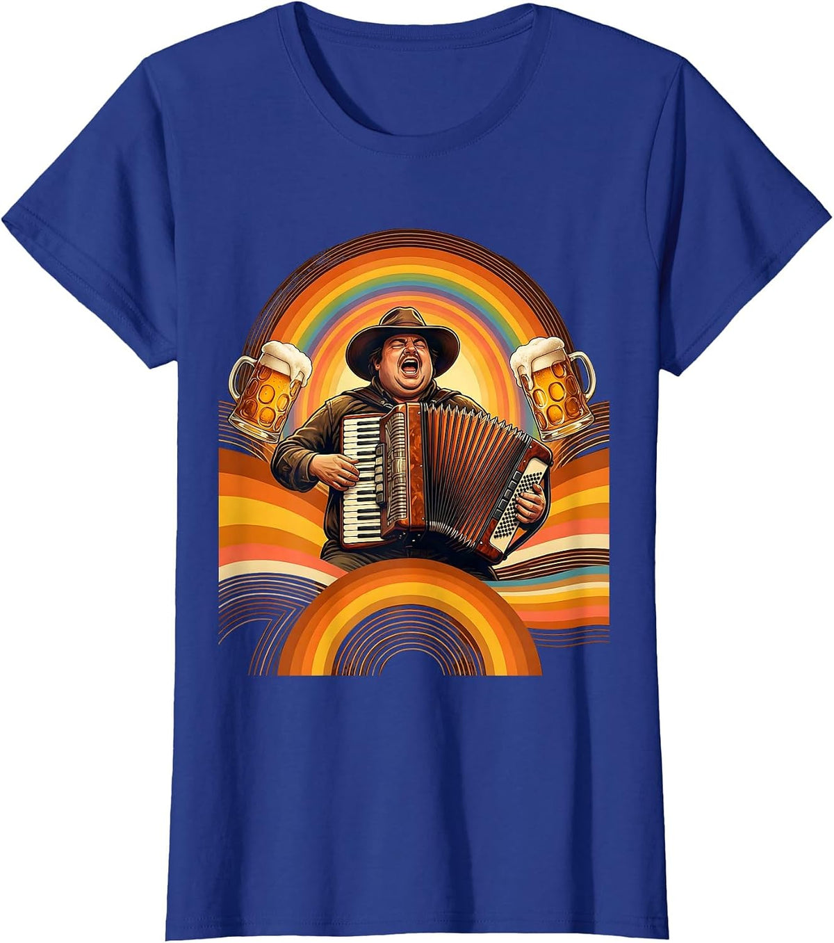 Women's Accordion Player Beer Stein Prost Celebration T-Shirt - Royal Blue