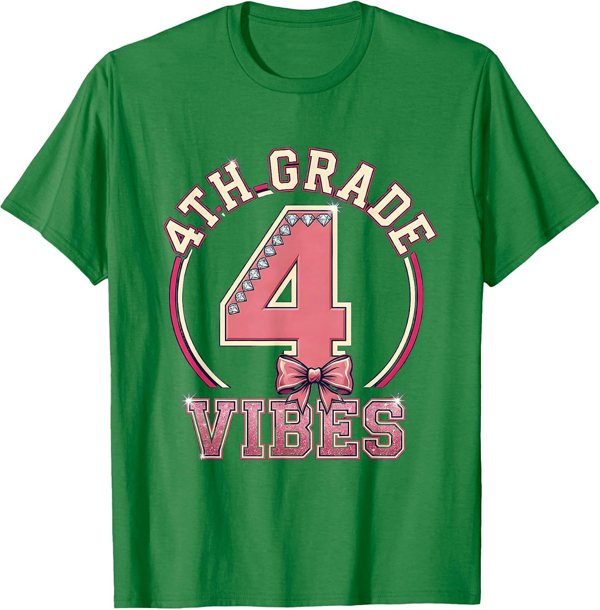 Men's 4th Grade Vibes Coquette Bow Back to School Fourth Grade T-Shirt - Kelly Green