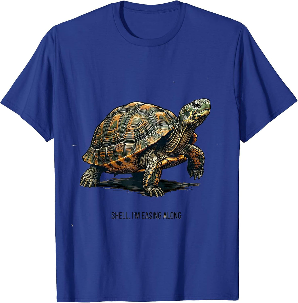 Shell, I'm Easing Along Vintage Turtle Lover Reptile T-Shirt - Royal Blue