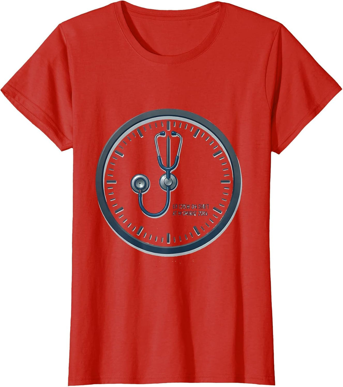 ER Crew On Shift At Midnight 2026 Nurse New Year Party T-Shirt - Red
