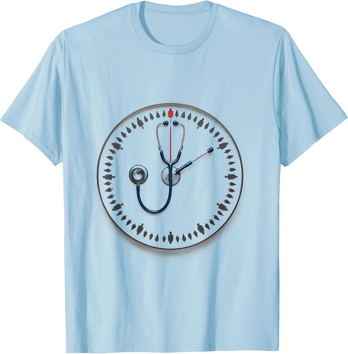 Stethoscope Clock Nurse Crew New Year Eve Party T-Shirt - Baby Blue