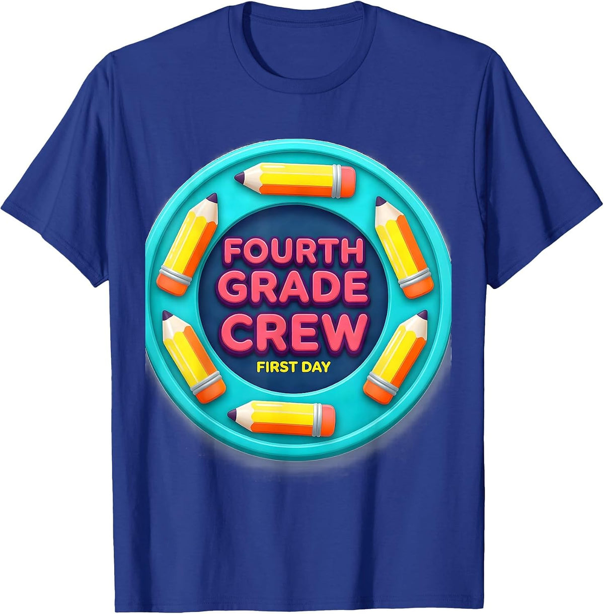 Fourth Grade Crew First Day Back To School Teacher Student T-Shirt - Royal Blue