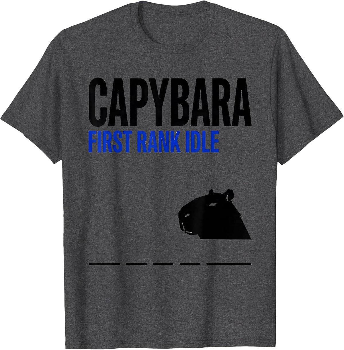 Capybara First Rank Idle Funny Animal Humor Meme T-Shirt - Dark Heather Grey