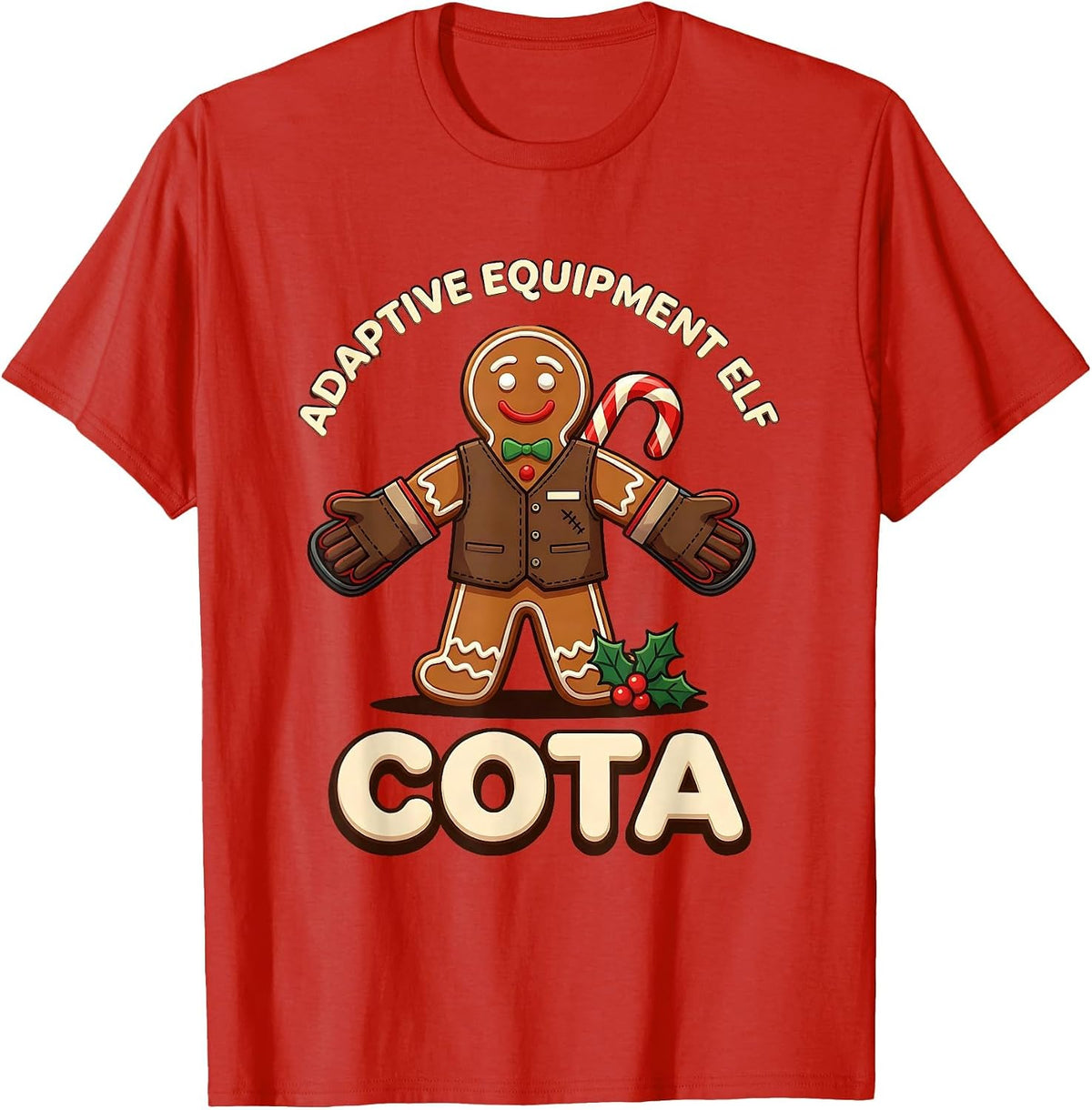Men's Adaptive Equipment Elf, COTA Occupational Therapist T-Shirt - Red