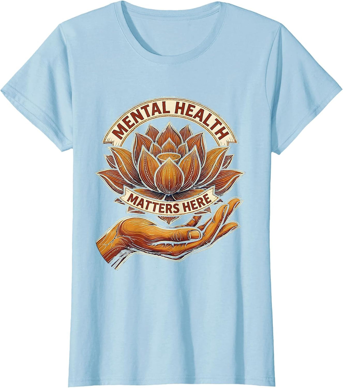 Mental Health Matters Here School Counselor Design T-Shirt - Baby Blue