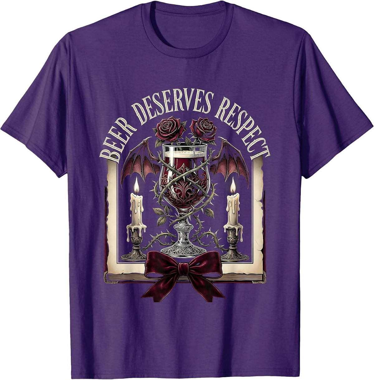 Men's Beer Deserves Respect Bold Drinking Design T-Shirt - Purple