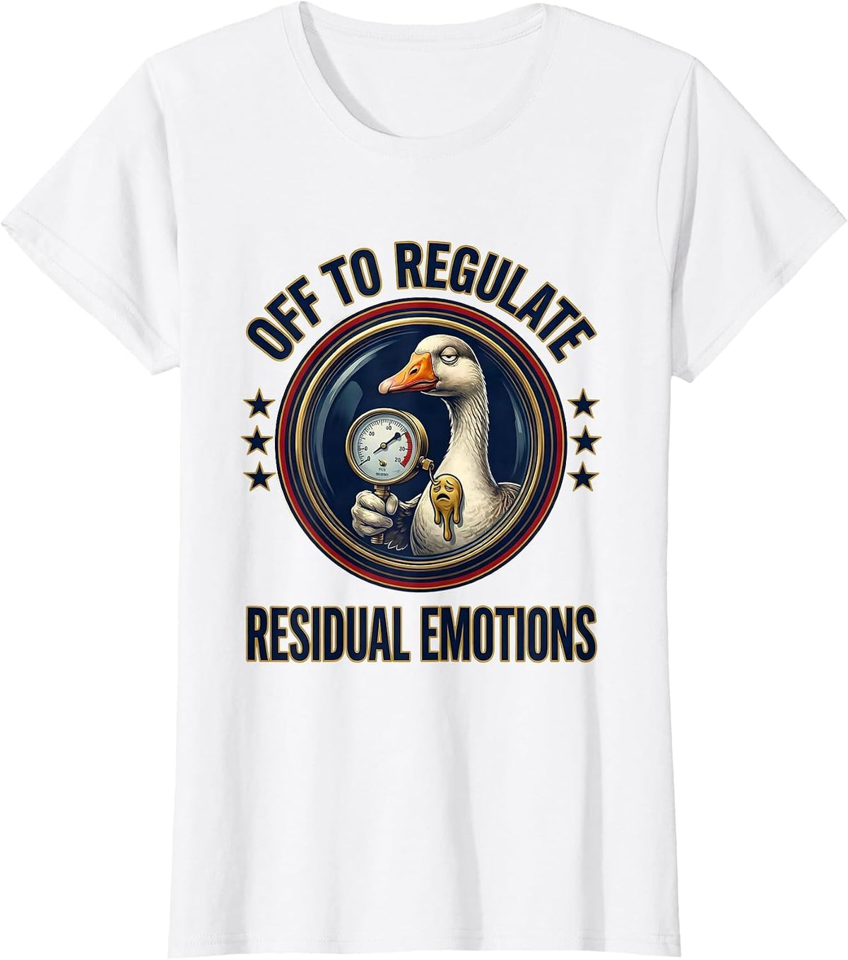 Women's Off to Regulate Residual Emotions Dark Humor Mental Health T-Shirt - White