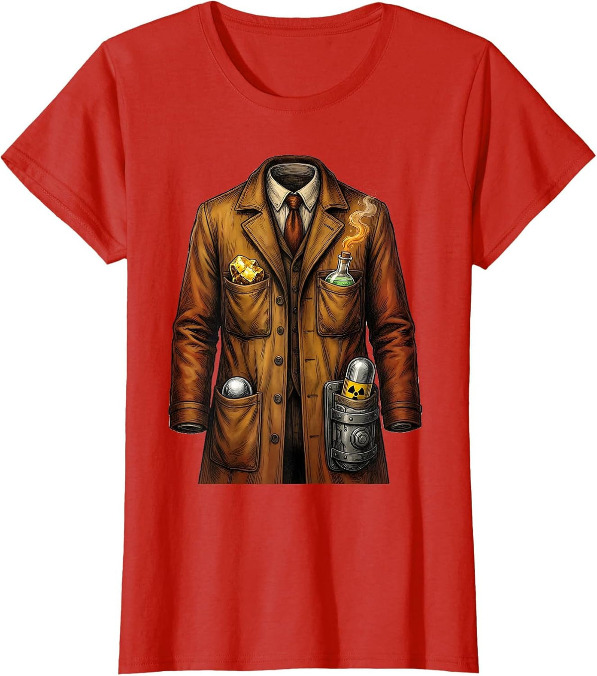 Storybook Laboratory Coat Science Humor Teacher Gift T-Shirt - Red