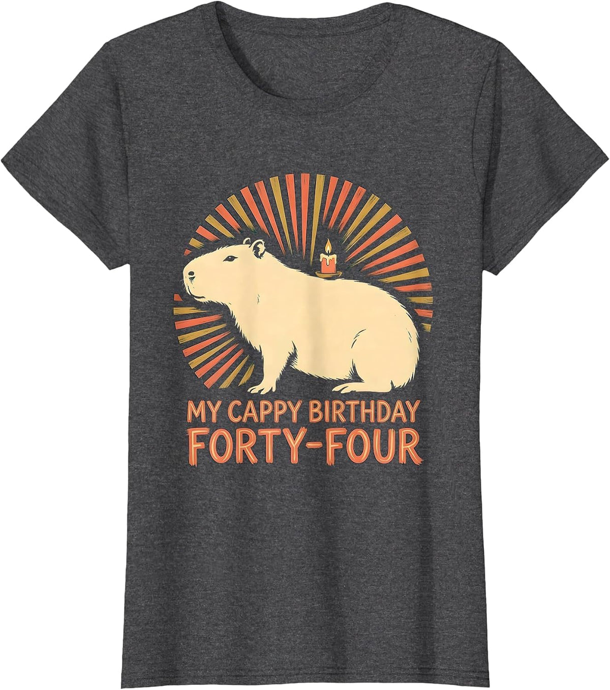 Women's My Cappy Birthday Forty-Four Kawaii Pun Capybara Birthday T-Shirt - Dark Heather Grey