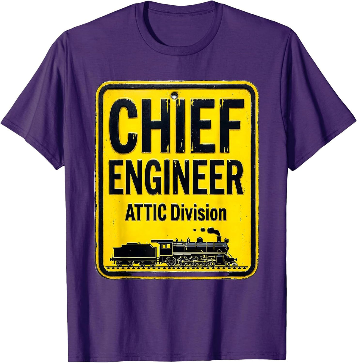 Chief Engineer Attic Division Vintage Steam Train Enthusiast T-Shirt - Purple