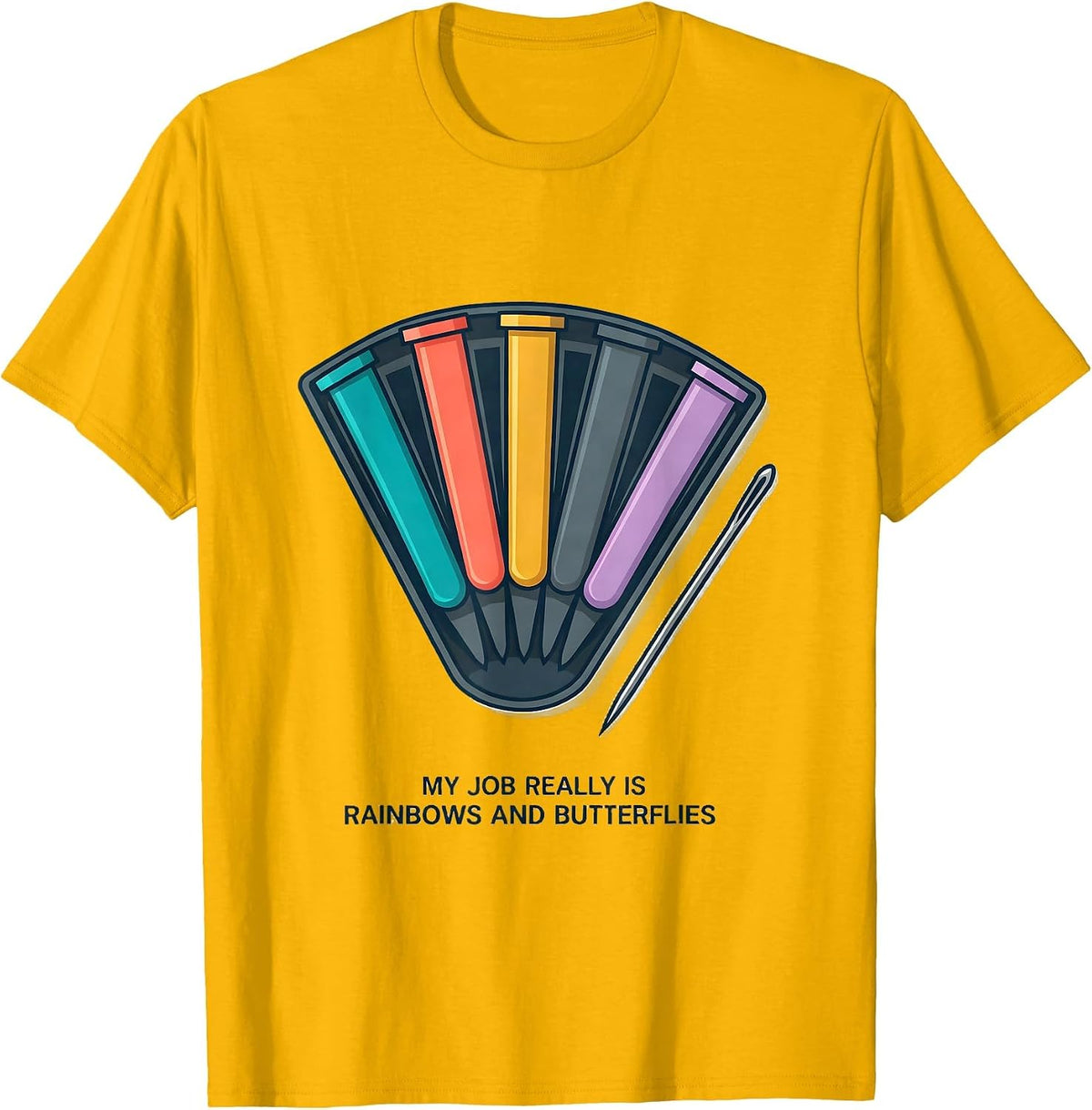 Men's My Job Really Is Rainbows And Butterflies Teacher T-Shirt - Golden Yellow