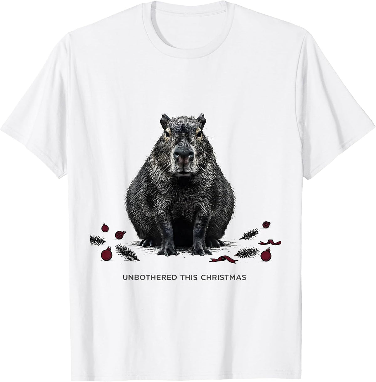 Men's Unbothered This Christmas Editorial Conceptual Capybara T-Shirt - White