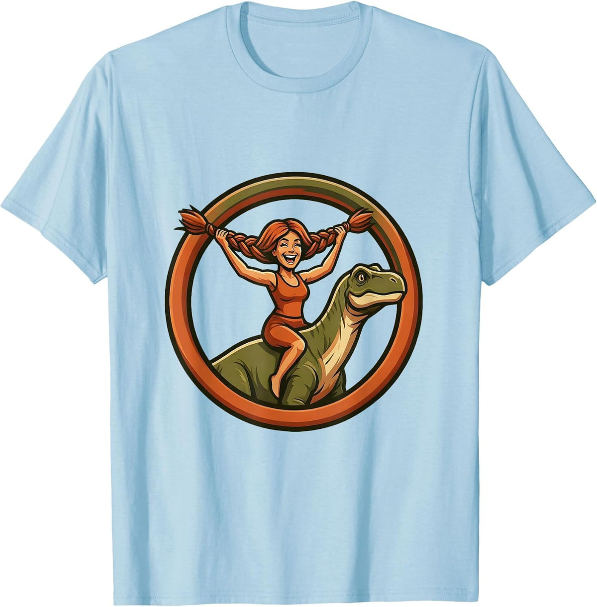 Brachiosaurus Braid Dinosaur Hairstyle Art T-Shirt - Baby Blue