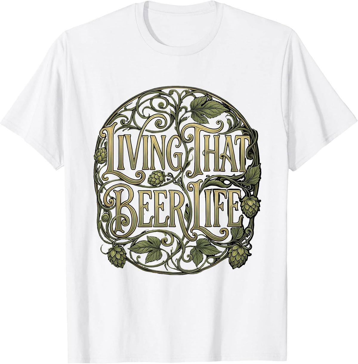 Men's Living That Beer Life Graphic Design T-Shirt - White